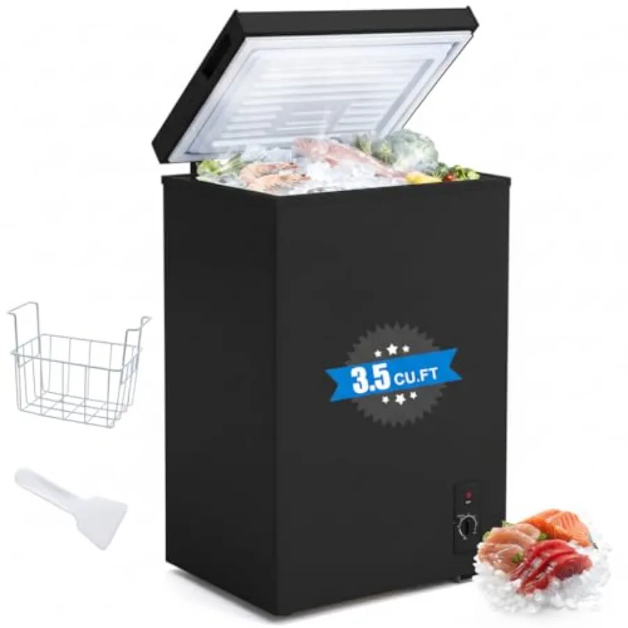 

3.5 Cu.Ft Chest Freezer Compact Deep Freezer with 7-Level Temperature Control Rapid Cooling Energy Efficient Quiet Freezer for