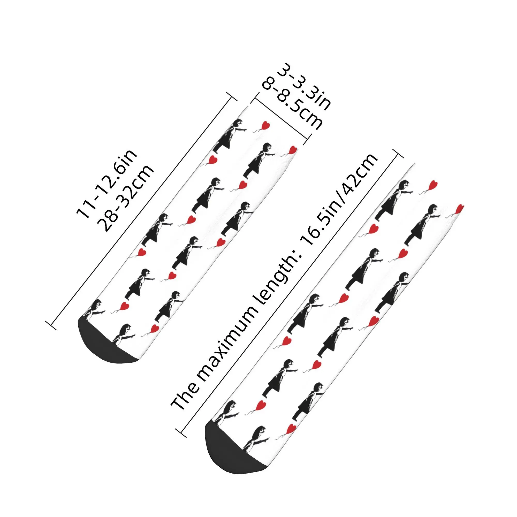 Banksy - Ragazza con calzini a palloncino Harajuku Calze di alta qualità Calzini per tutte le stagioni Accessori per regali di Natale per uomo e donna