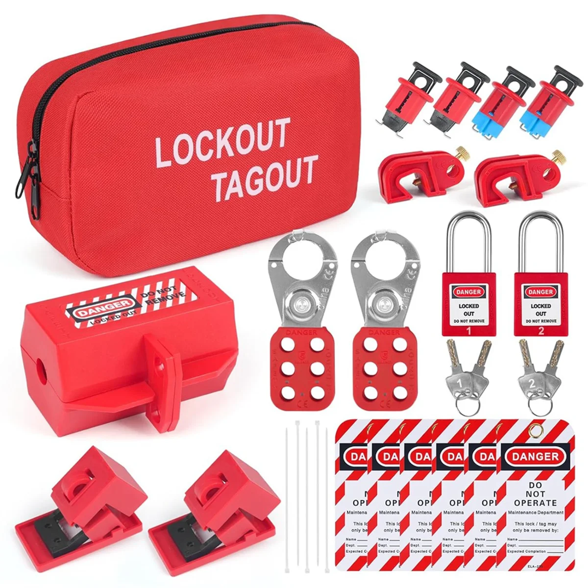 Lockout Tagout Kits Electrical, Lockout Tagout Station Safety Hasp Latch, Lockout Tags/Circuit Breaker, for Industrial