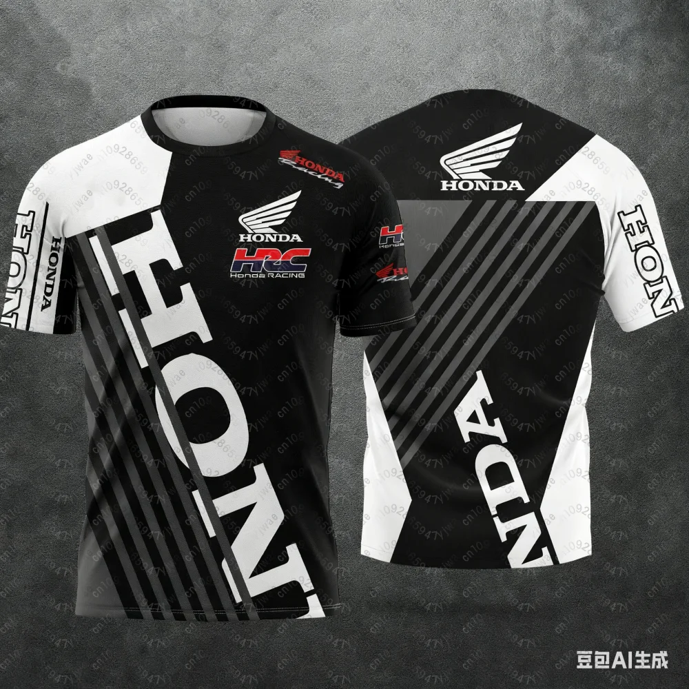 

Honda Quick Dry Racing Men Geometric 3D Print Motorcycle Biker Jersey Sportswear Short Sleeve Lightweight Outdoor T-shirt