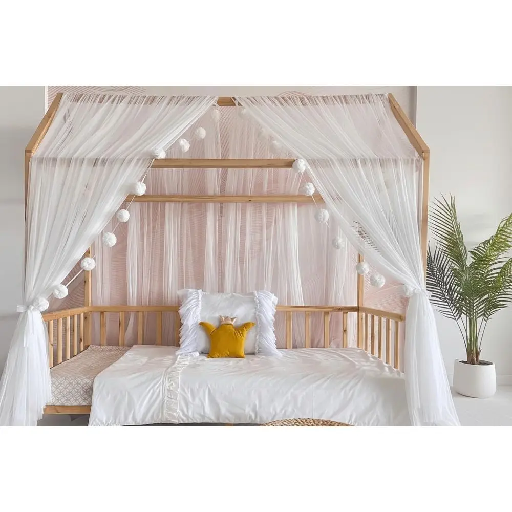 

Elegant White/Ecru Curtains with 5 Butterflies for Girls' Princess-Themed Bedroom, 380 cm