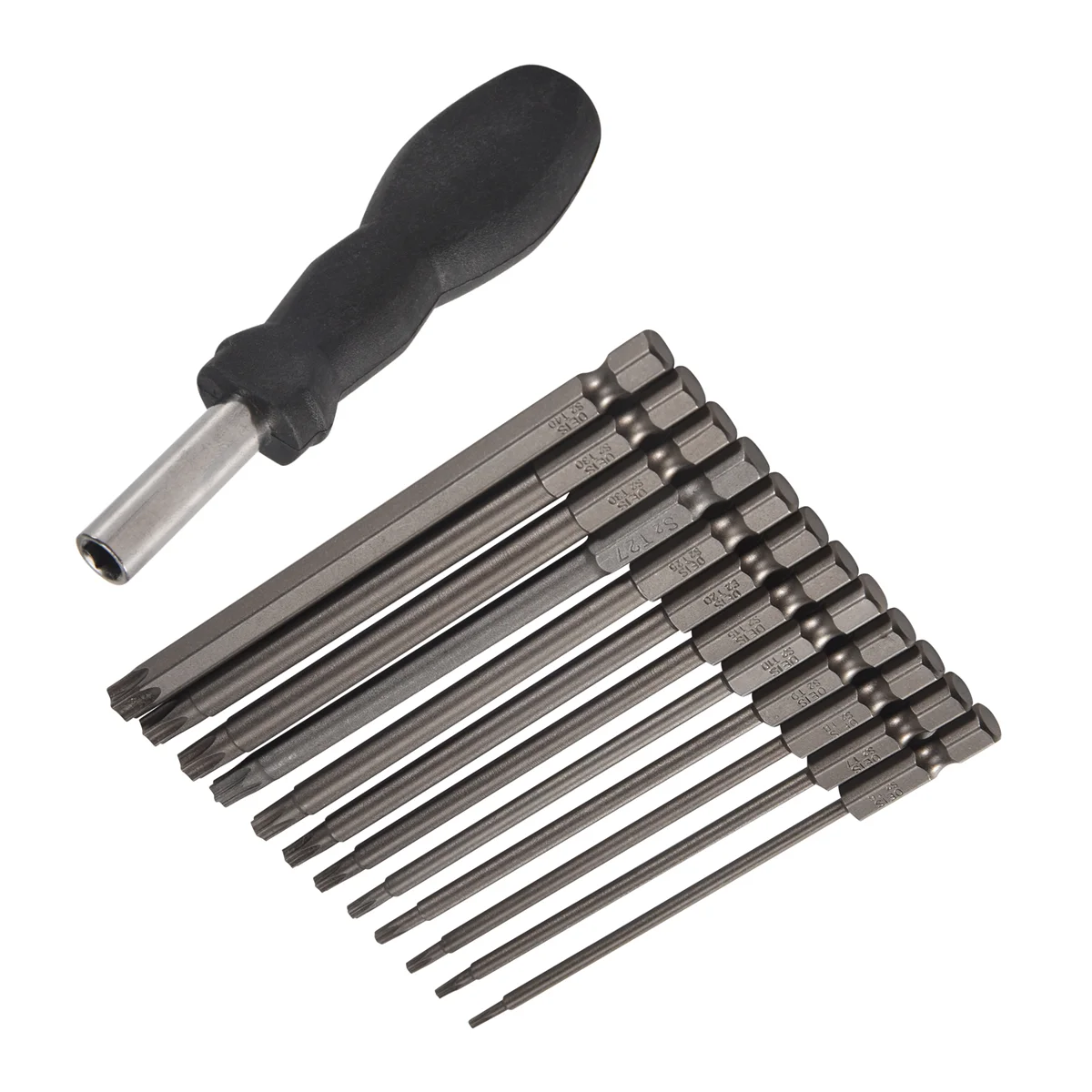 ロングトルクスドライバービットセット、磁気トルクスビットセット、T6-T401、4インチヘックス、100mm、13個