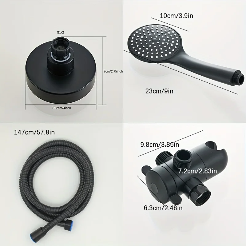 A High-Flow Large Nozzle and Handheld Shower Head, Two-In-One Shower Set, Shower Long Hose, Three-Way Water Distributor Bathroom Set Complete Set, Shower Head, Bathroom Accessories