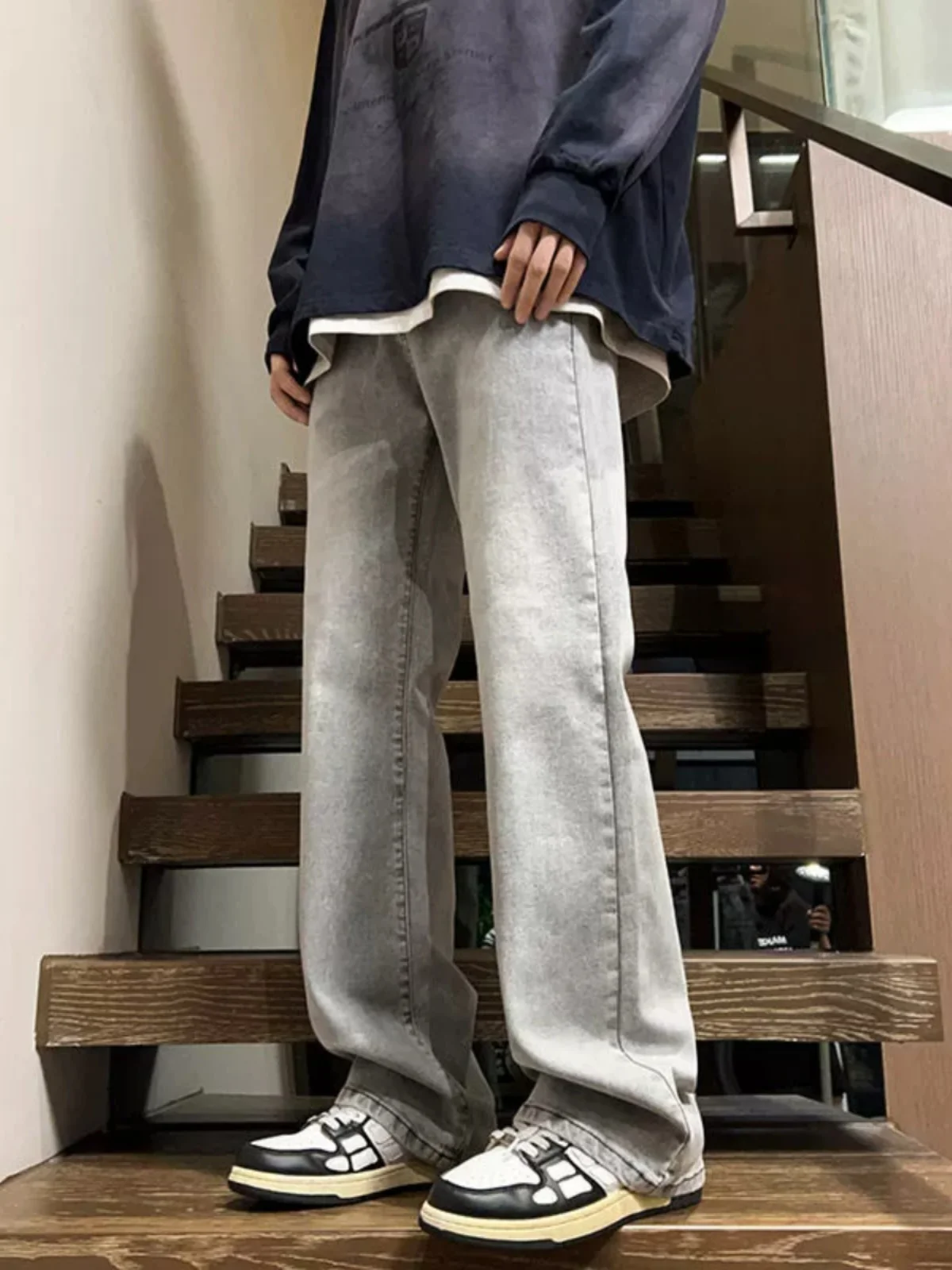 

Мужские джинсы Cement Ey с высокой талией, прямые, зауженные, расклешенные, в американском стиле, весна-осень, новинка, модные брюки