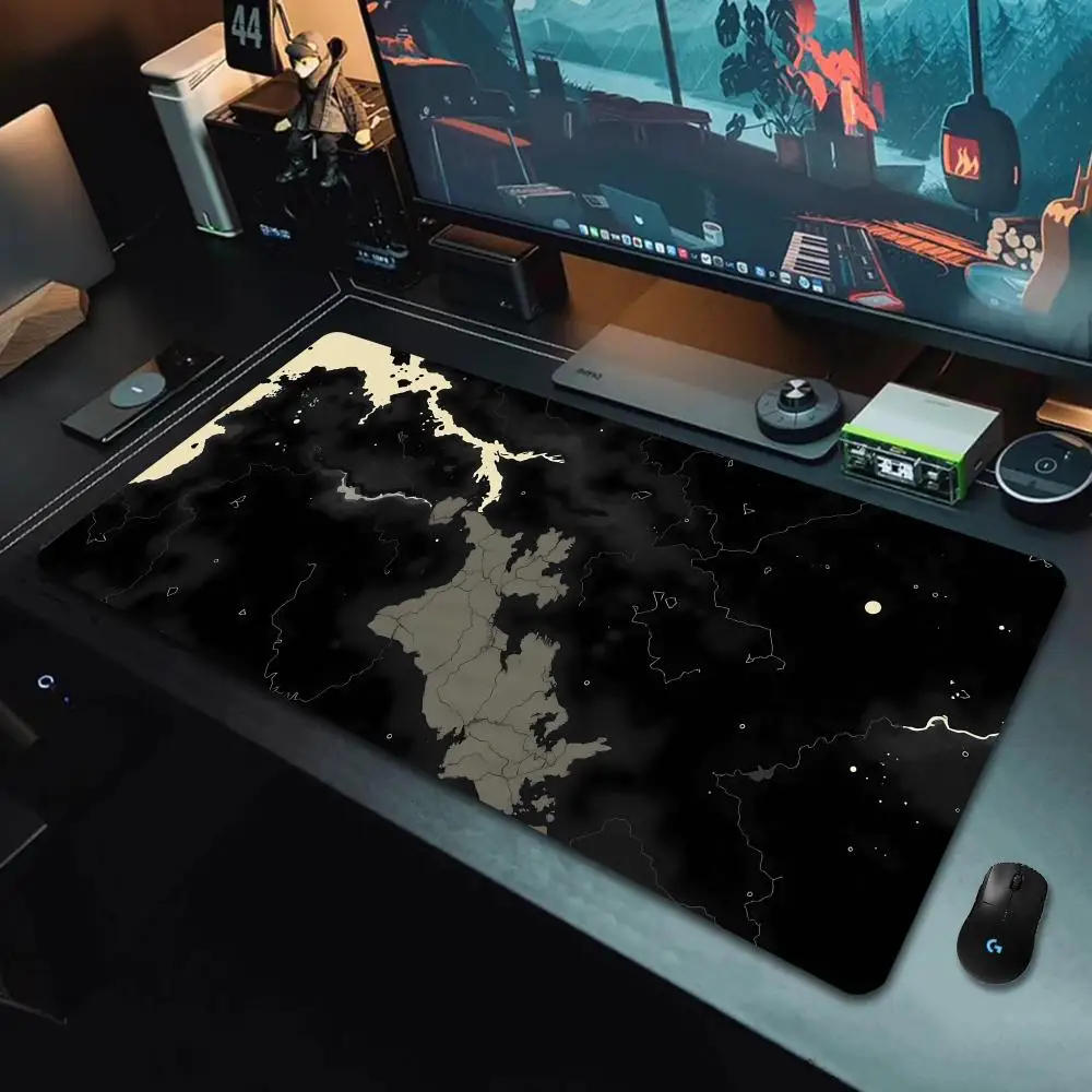 Tappetino per mouse artistico ergonomico, design grigio-nero, base in gomma resistente, accessorio da scrivania per giochi, tappetino da scrivania artistico, tappetino da scrivania durevole