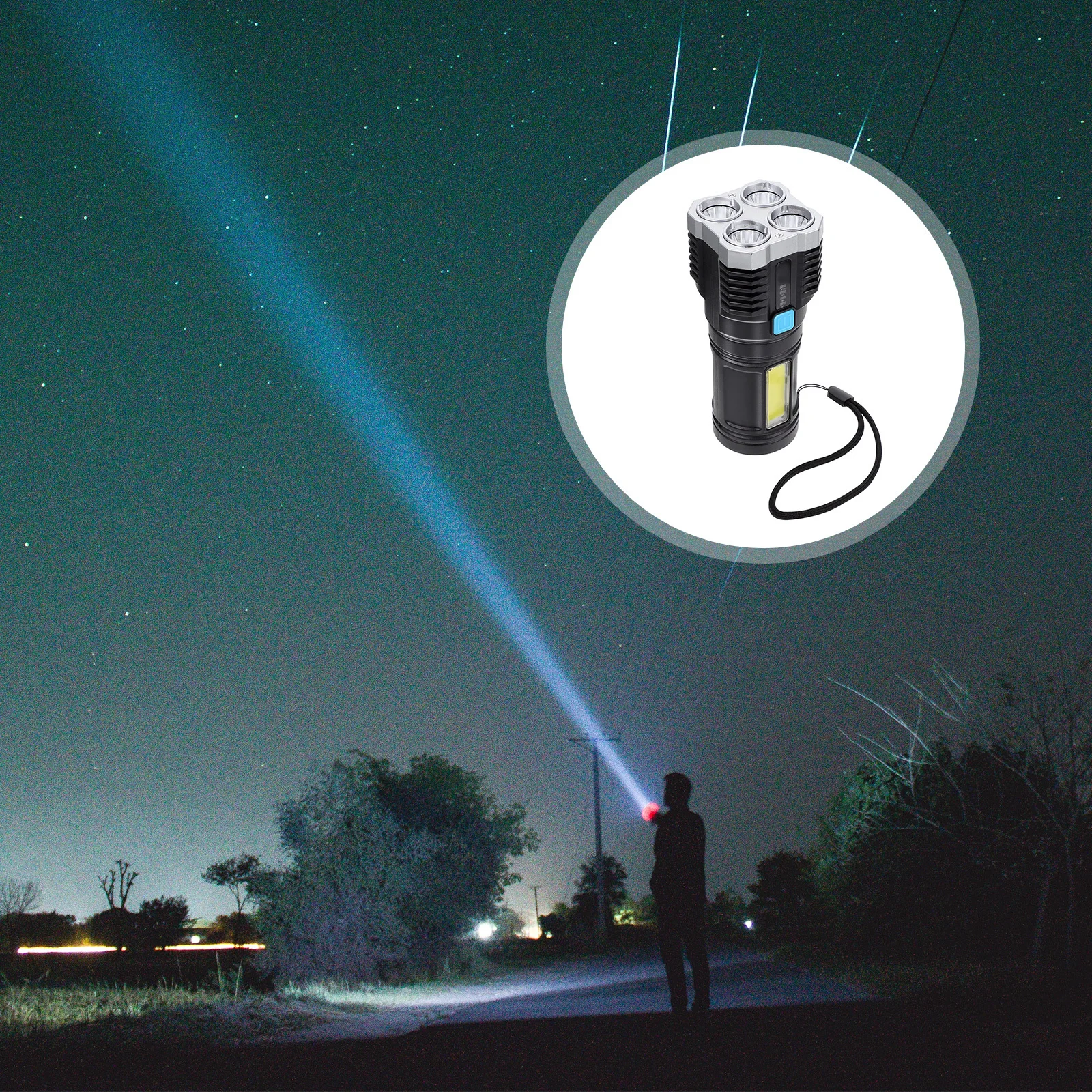 

Multifunctional Flashlight Powerful Illumination Rechargeable Portable LED Light for Outdoor Camping Hiking Emergency