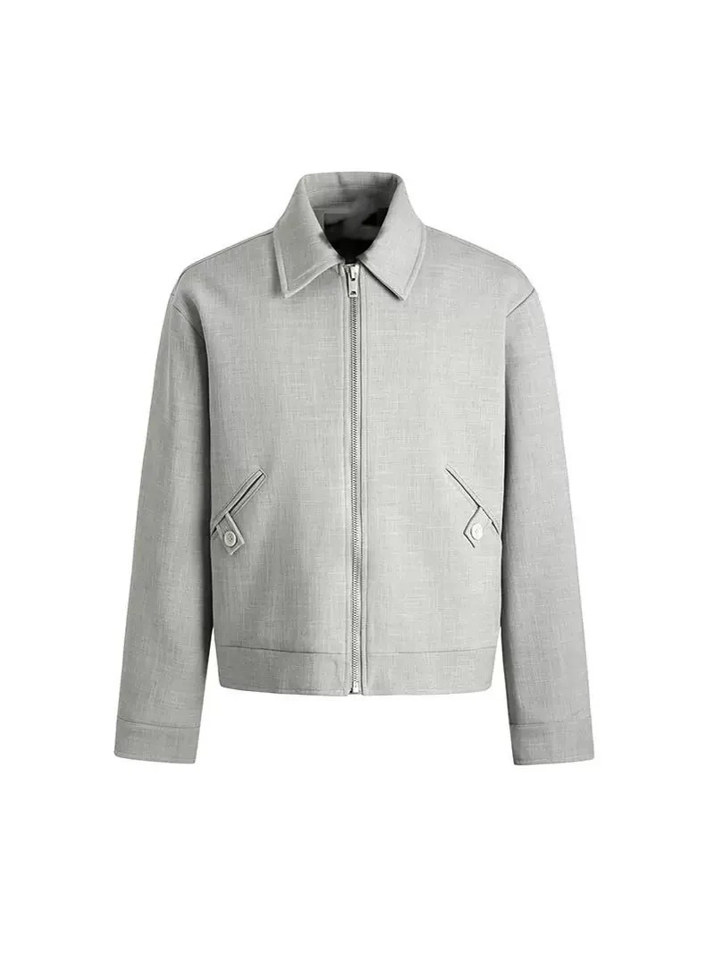 

American Vertical Stripe ort Wide Linen ey Splicing 3D Tailoring Cleanfit Adstrative Jaet Coat ex Youth Faion