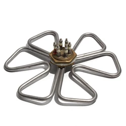 1.5inch/DN40 Plum Shape 201SS Heating Pipe Hexagon Thread 220V/380V Electric Water Heater Element for Boiler 3KW/6KW/9KW/12KW