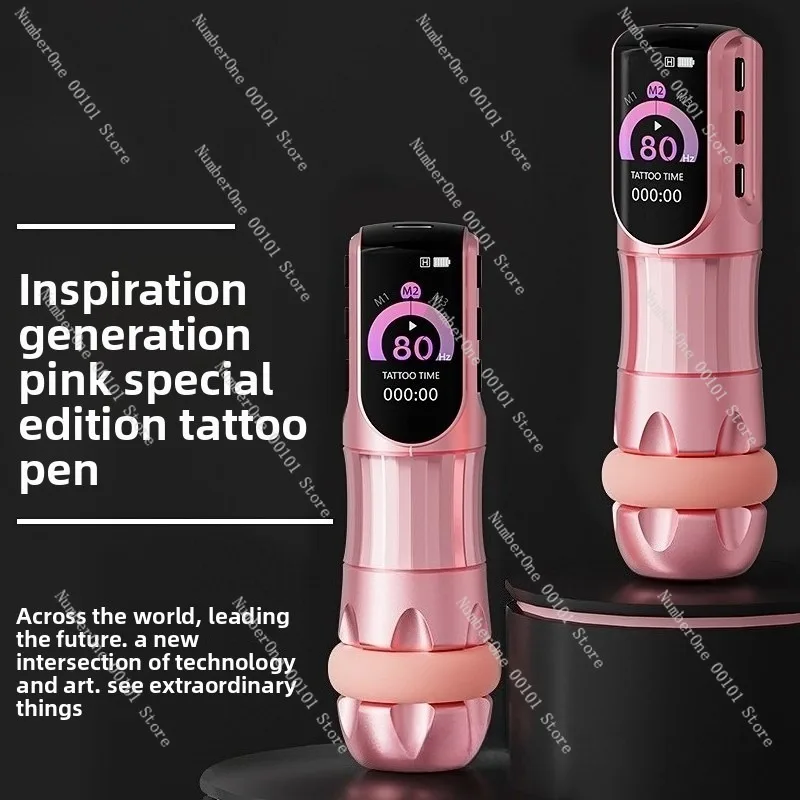 Pink Wireless Tattoo Pen Ultra Light Long Battery Life Fast Charging Rotary Machine For Lining Shading Tattoo Artists Body Art