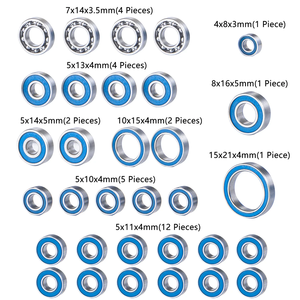 32PCS Metal Sealed Bearing Set for Axial Capra 1.9 Unlimited Trail Buggy 1/10 RC Car Replacement Parts