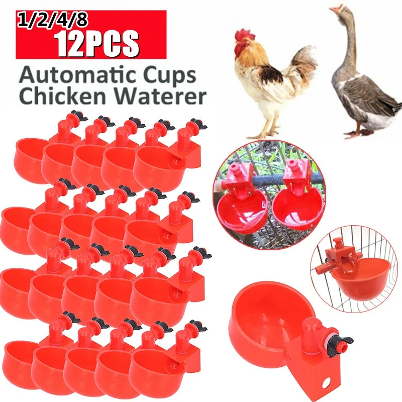 

2/4PcsChicken Water Cup Automatic Drinker for Chickens Thread Filling Waterer Poultry Drinking Bowl for Chickens Quail Bird Cage