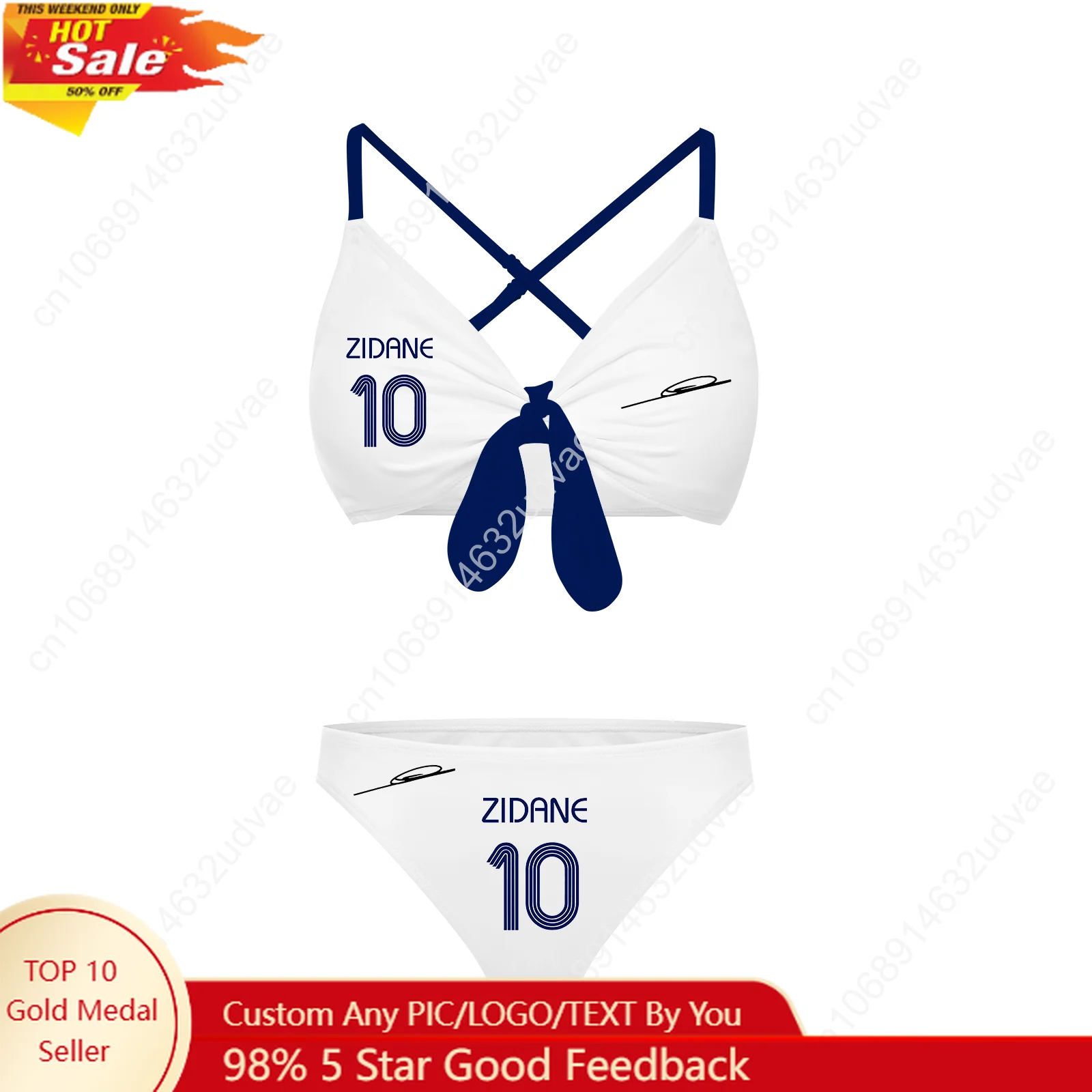 Zidane NO.10 Bathing Suits Womens Cross Strap Suspenders France Soccer Star Swimsuits Bikini Swimwear Customized Beachwear