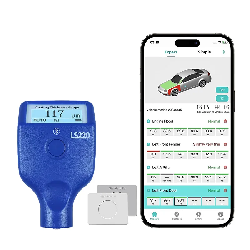 

LS220 Paint Coating Thickness Tester 0-3500μm 0.1μm Fe NFe Probe Gauge for Auto Car Paint Film Thickness Gauge -20℃ LCD Screen