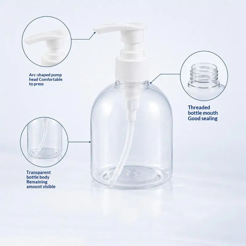 Nachfüllbare Duschgel-Pumpflasche 1 Stück 300ml 500ml Transparenter Leerer Spender für Shampoo Lotion Zuhause Badezimmer Reise – Detail 3