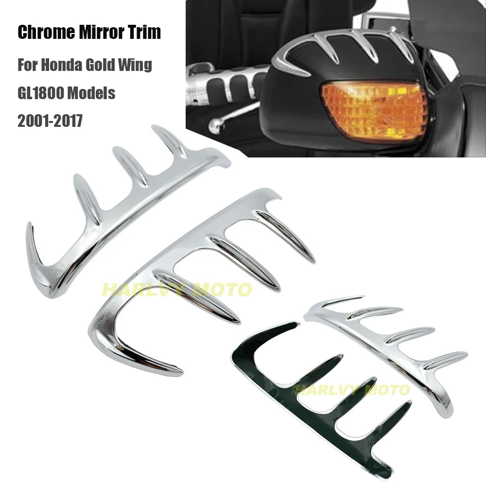 

2 Pcs Chrome Bear Claw Mirror Accents Trims Fit For Honda Goldwing GL1800 Models 2001-2017