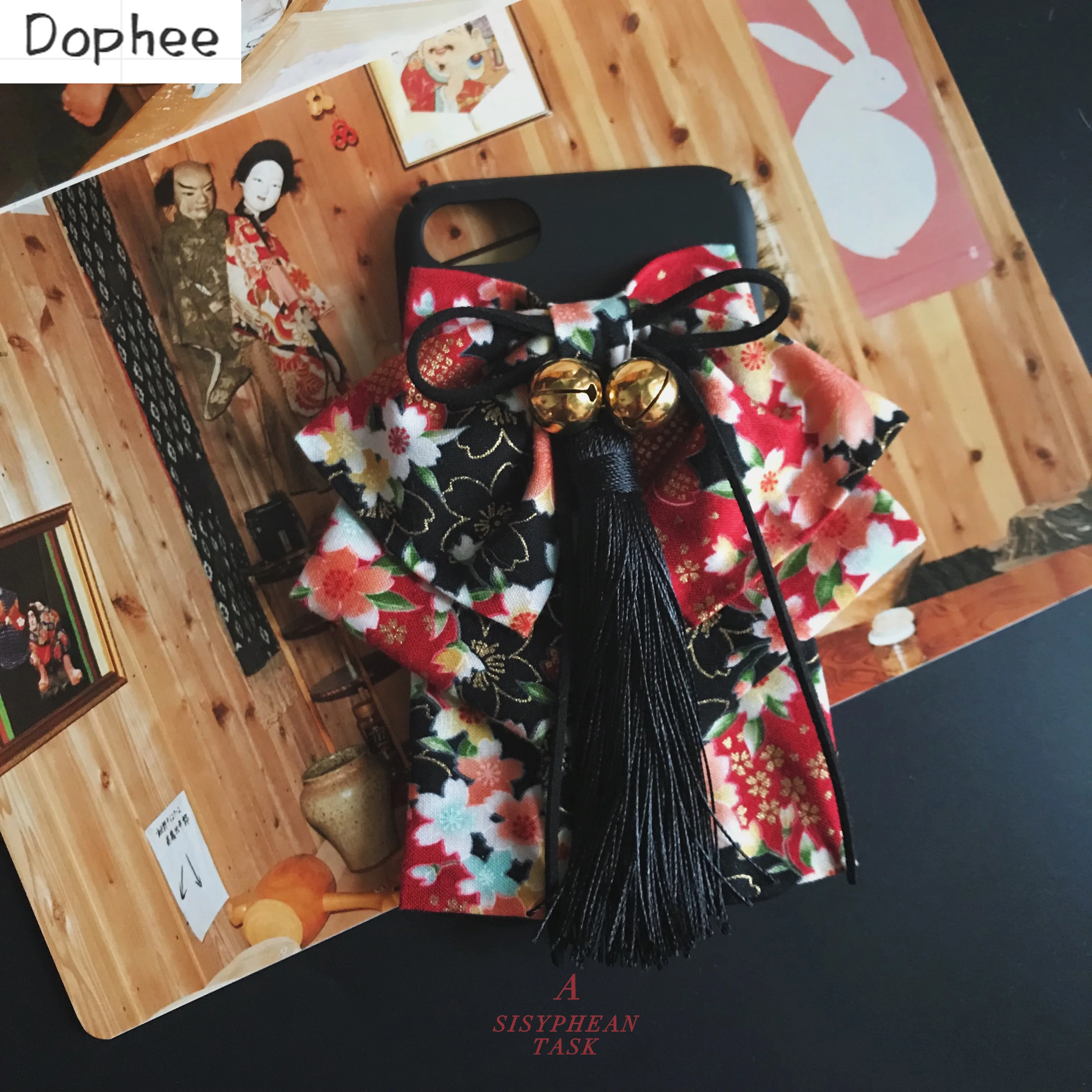 

Dophee Japanese Girl Hanfu 11 12 13 14 15 Promax Apple Phone Case Bow Knot Bell iPhone Cover Handmade Mobile Phone Hard Case