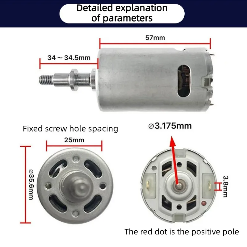 High Speed 21V 555 Bushing Motor for Lithium Battery Blower, 30000rpm High Performance Replacement Motor