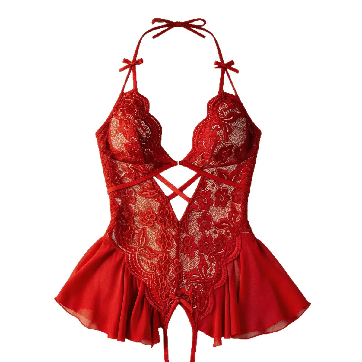 Sexy Lingerie Women Crotchless Sex Underwear Porn Babydoll Extreme Mini Dress Hot Lace Crotch Less Sexy Bodysuit Erotic Costumes image 5
