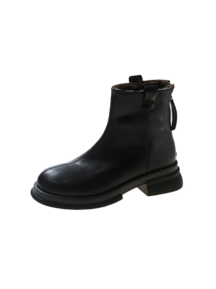 Botas de punta redonda con cremallera para mujer, botines estilo Chelsea, Rock Med, goma, Lolita, PU, solit, otoño e invierno, 2023