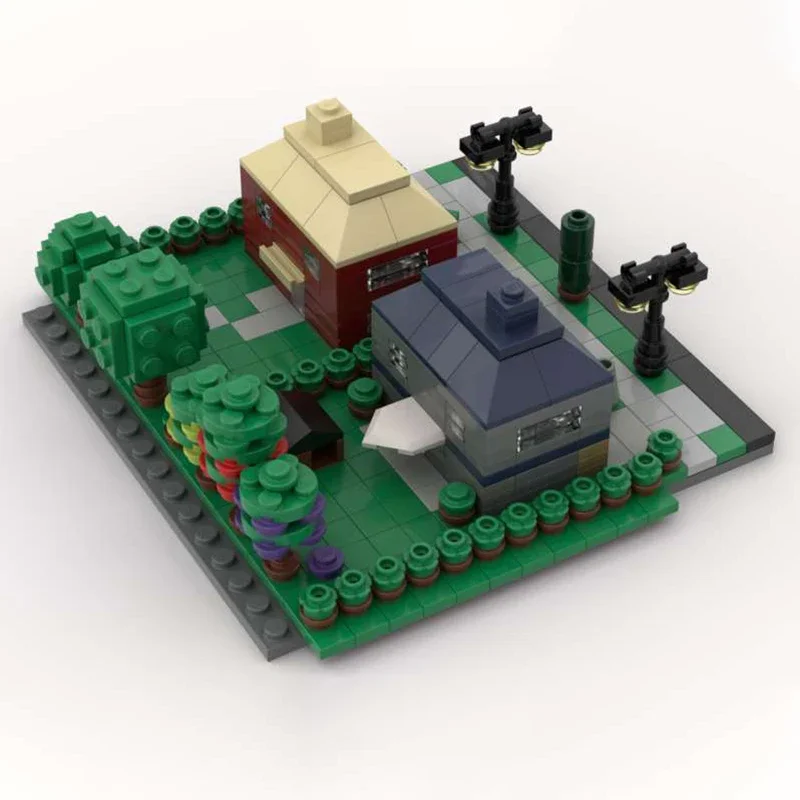 484-teiliges MOC-Modulhaus-Set, 2 auf 1 Platte, einfache 2 Modulgebäude, DIY-Lernbausteine, Weihnachtsgeschenk