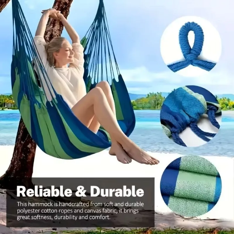 Cotton Hammock Portable Camping Suspended Sturdy Garden Hammock Comfortable Fabric Hammock Outdoor/indoor Terrace Backyard image 5