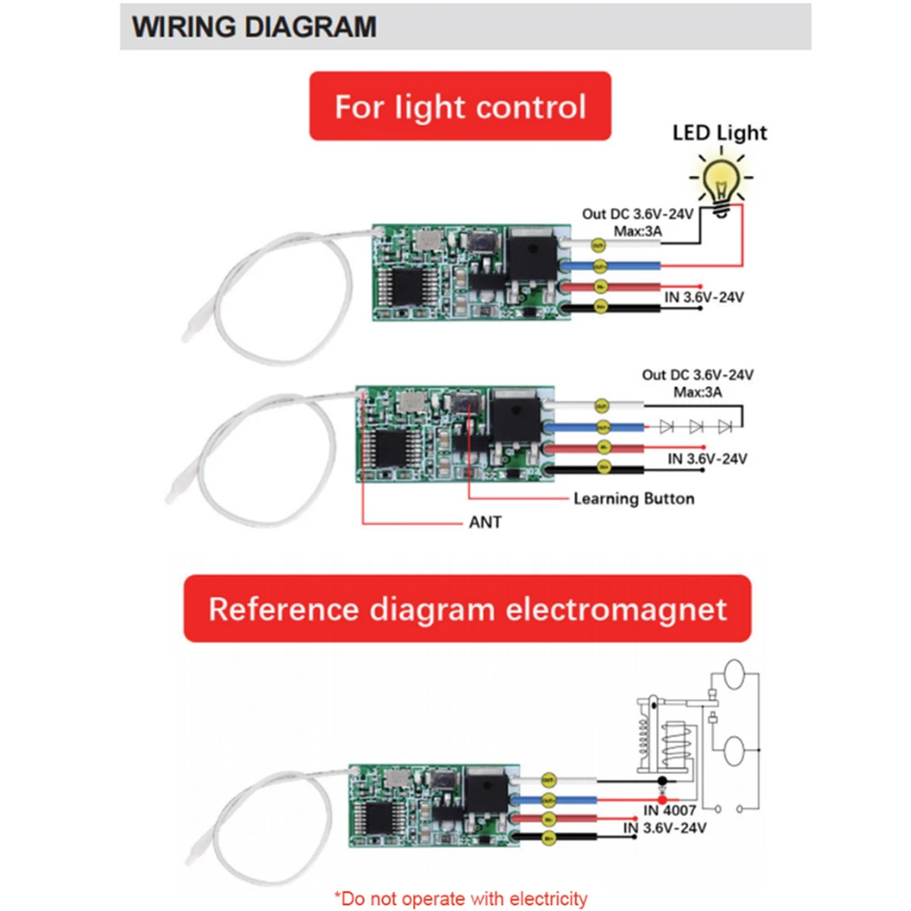 433mhz Wireless RF Remote Control DC 3.6V 5V 9V 12V 24V 1CH Mini Relay Switch LED Lamp Controller Micro Receiver Transmitter DIY