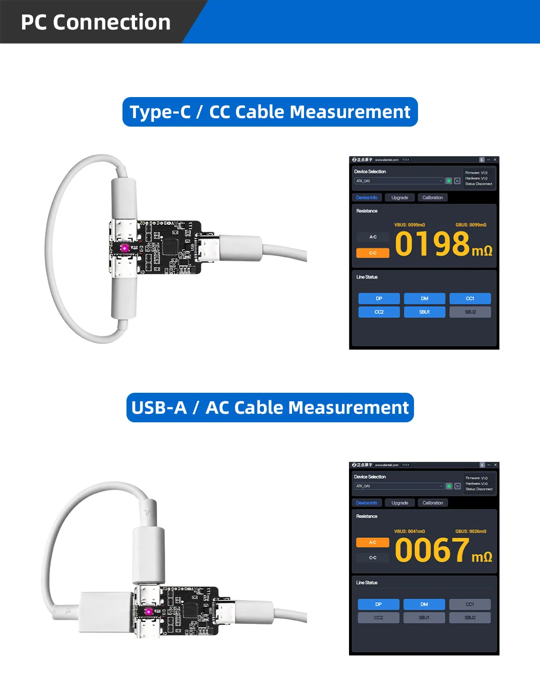 ALIENTEK OA1 USB-Widerstandsmessmodul, unabhängige Drahtwiderstandsmessung mittels Kelvin-Vierleiter-Technik – Detail 7