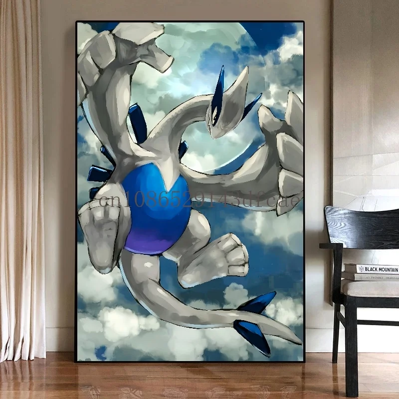 일본 애니메이션 주변 포켓몬 Lugia 포스터 장식 그림 벽 예술 수채화 캔버스 회화 현대 방 장식 어린이 선물