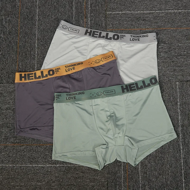 Minimalist Solid Color Men's Flat Angle Cotton Underwear Mid Waist Trendy Men's Flat Angle Underwear Comfortable Fit