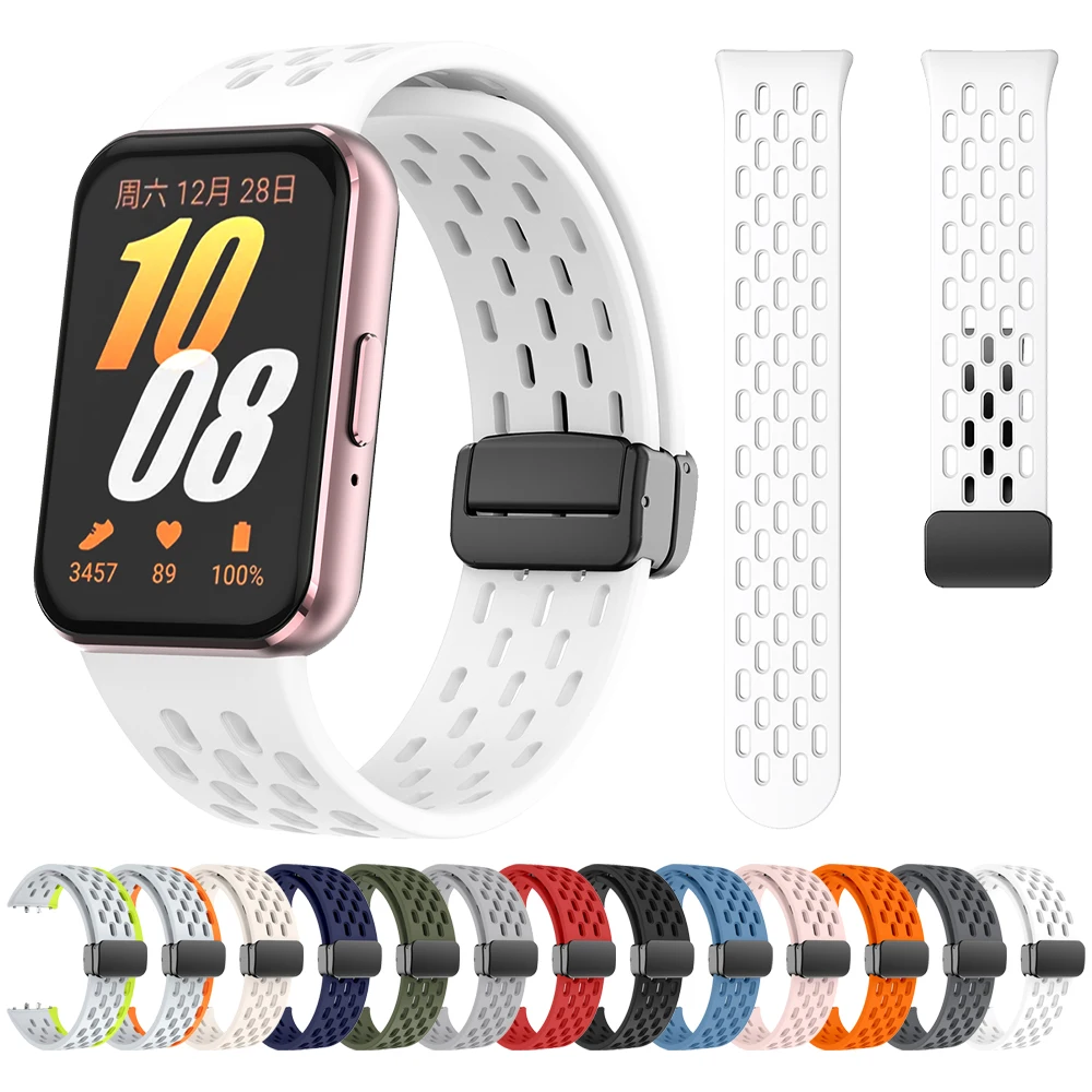 حزام سيليكون بإبزيم دي مغناطيسي ، سوار رياضي لسامسونج غالاكسي Fit3 سوار معصم ، إكسسوارات سوار