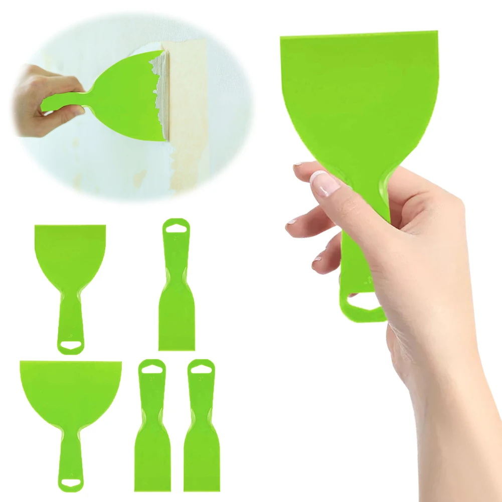 5 Pcs Plastic Putty Spatula Set Paint Scrapers Tools Putty Knife Set Paint Scrapers for Painter Wall and Car Painting Scrapers