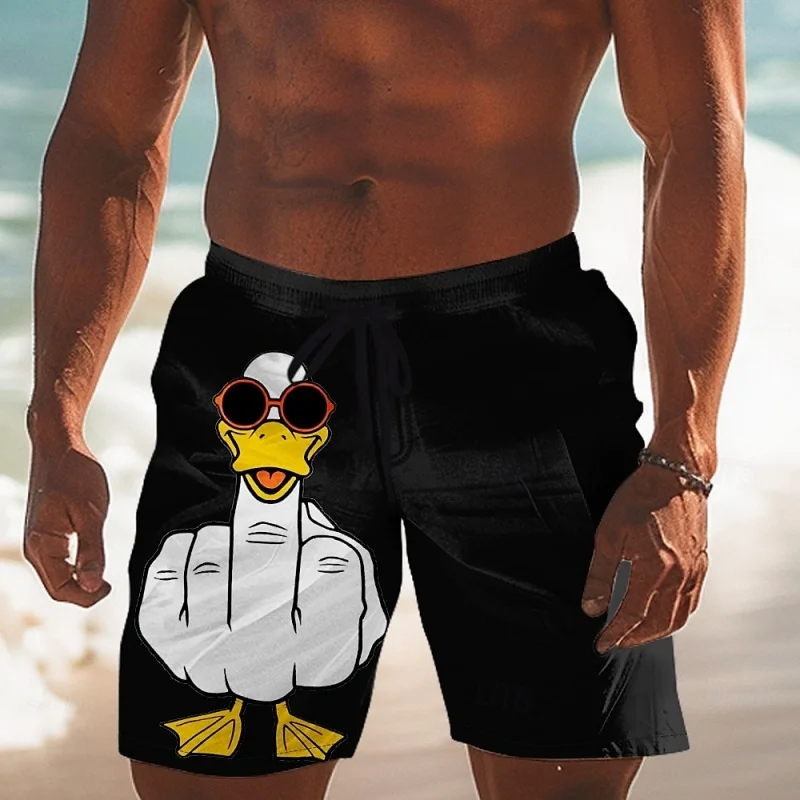 3D Printed Ducks Disdain Short Pants For Men Funny Animal Pattern Beach Shorts Summer Hawaiian Board Shorts y2k mans Swim Trunks
