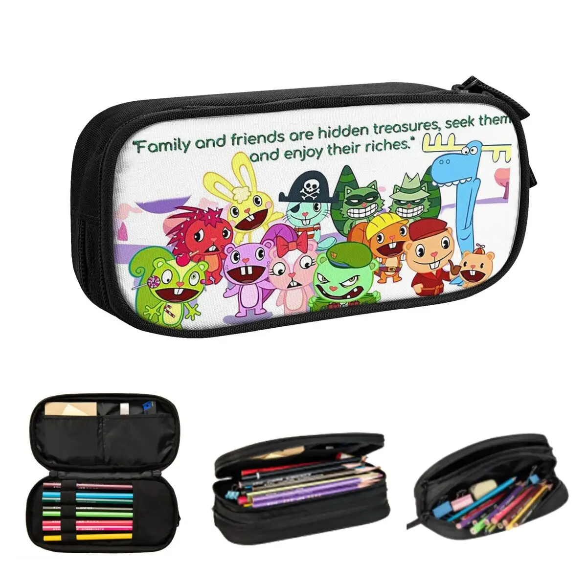 Happy Tree Friends Family Pencil Cases Big Capacity Pen Bags Pen Box Pencil Pouch For Boys Girls Students Stationery School