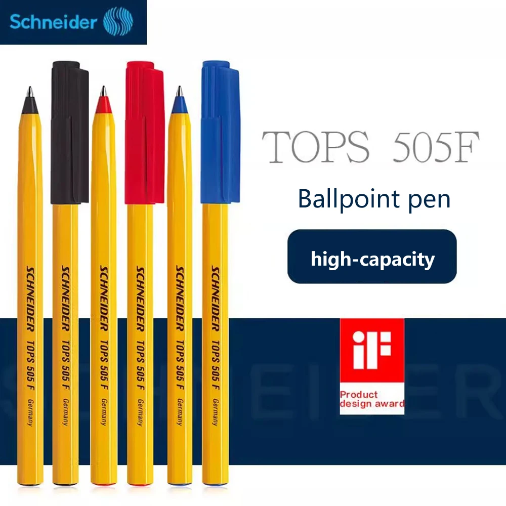 

3pcs German Schneider Ballpoint Pens 505F 0.5mm for Writing Office Large Capacity Black Red Blue School Office Stationery