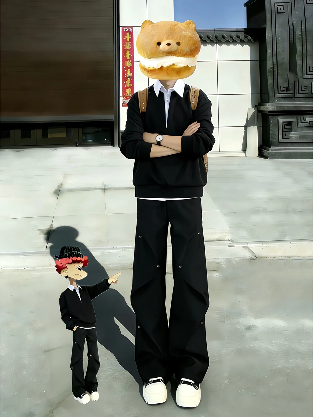 

Bla Rivet Folded Ice Silk Pants Men's Spring Summer Thin Hanging Sense Paratrooper Workwear Pants Cleanfit Flared West Pants