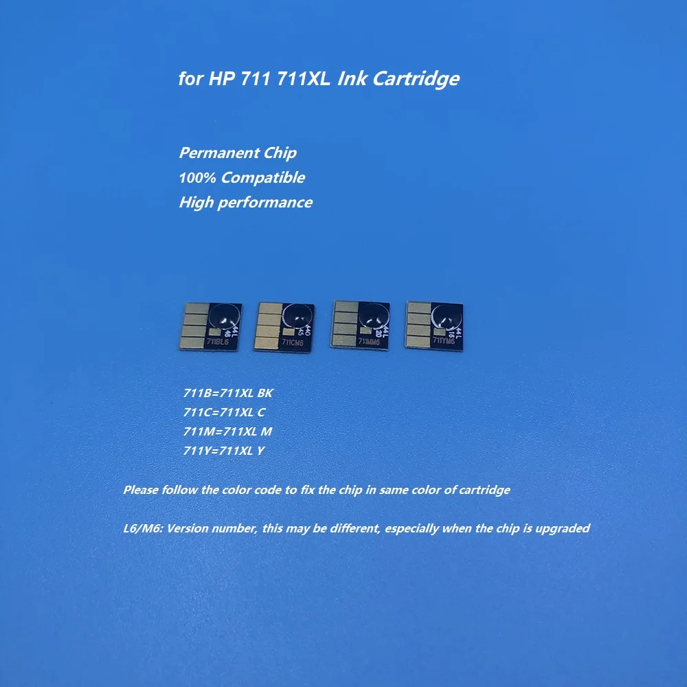 

4Color Permanent chip for HP 711 711XL Ink Cartridge Chip for HP Designjet Designjet T120 T520 Printer Cartridge Chip