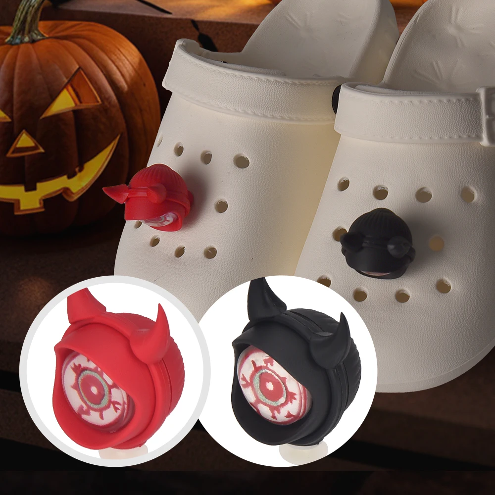 1pcs Devil\'s Eye shoe Light Accessories With LED Headlights Shoes Charms For Beach Outdoor, Bogg Bag ,Hole Shoes Light