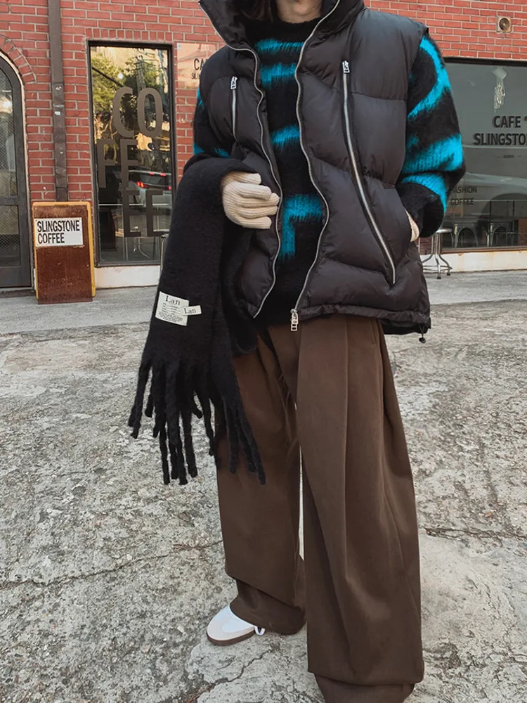 

2025 Winter Simple Men's Suit Pants Solid Color Casual Wide Leg All-match Straight Korean Style Male Trousers Cleanfit