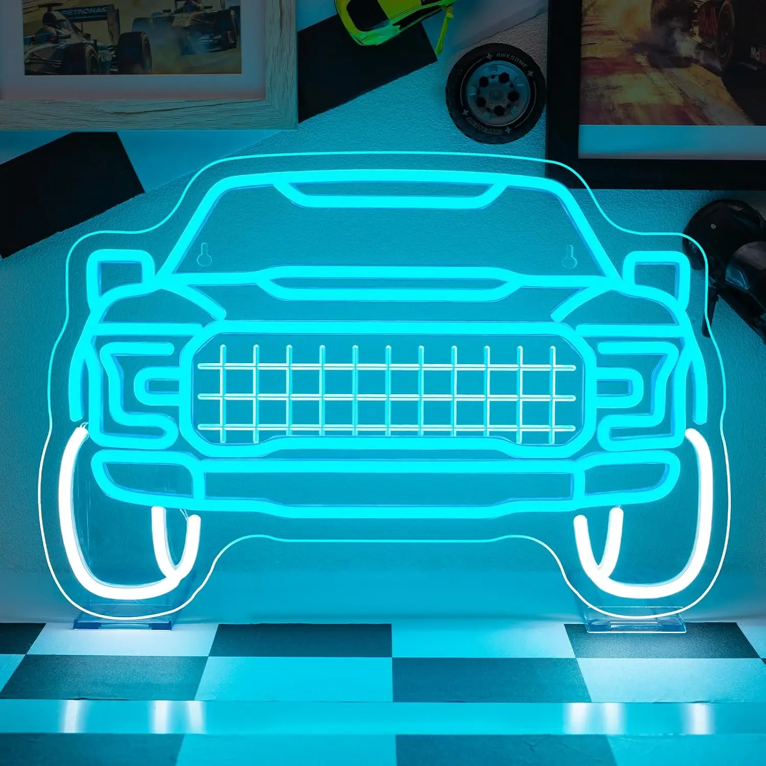 車用ネオンサイン-usb電源-ledライト-レトロレーシングパーティー-ガレージバー-ゲームルーム-寝室装飾-ギフト-アート-ウォールライト