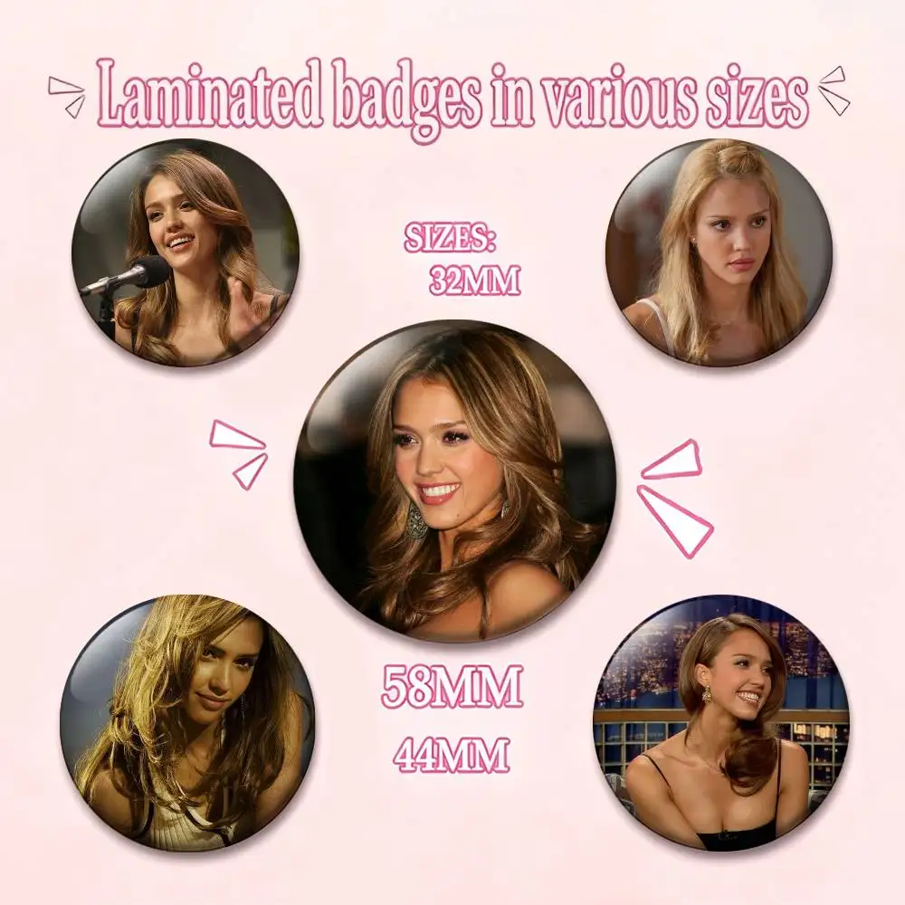 Celebrity J-Jessica A-Alba Laser Badge Applicable For Backpack Clothes Hats Decor Creative Accessories
