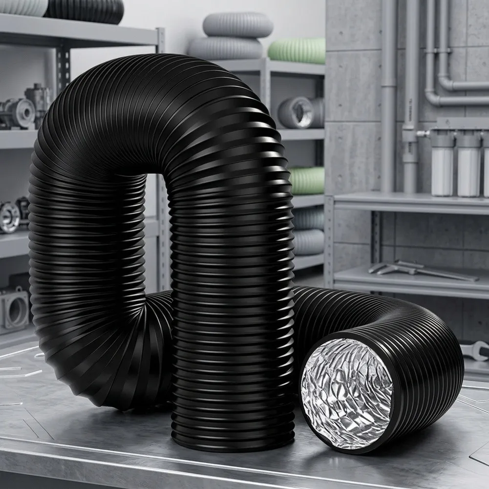 19 Foot Aluminum Foil Duct Hose 4in Diameter with Dual Stainless Clamps for Dryer Venting Closet Cabinet and Rack Cooling