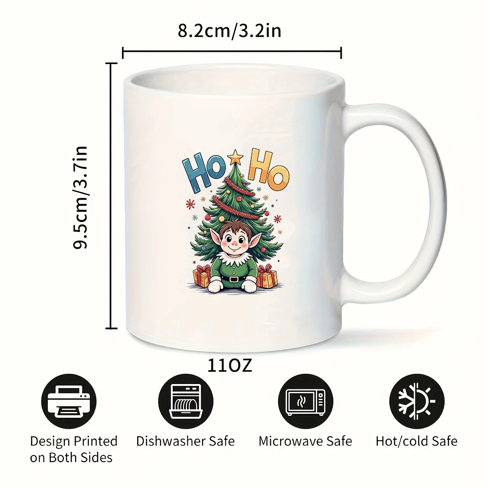 Taza navideña de dibujos animados de 11oz + taza con temática festiva, regalo de Navidad, taza para niños, juego de tazas de café para oficina familiar