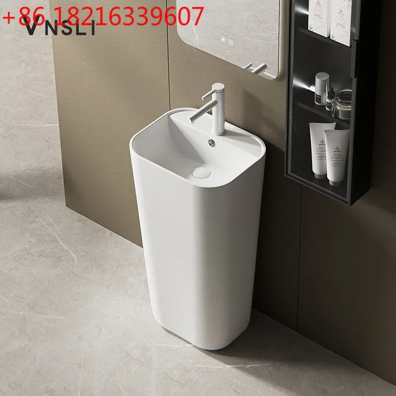 Ceramic column type washbasin balcony integrated vertical washbasin household floor type