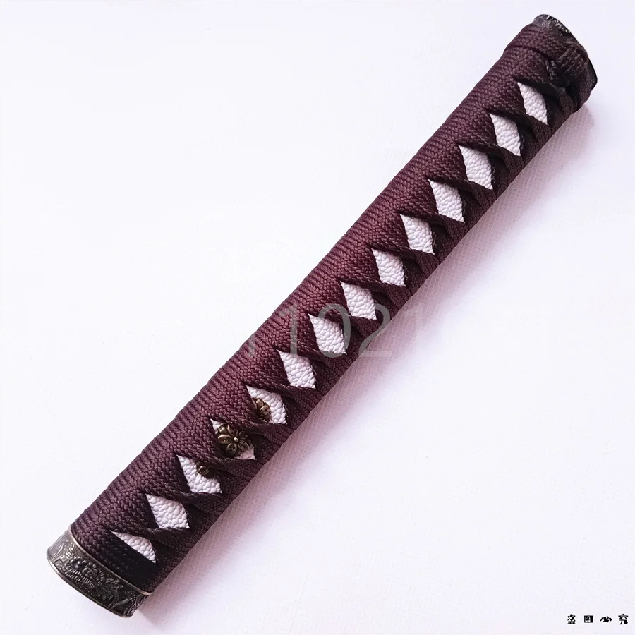 Very Good Tsuka Handle Alloy Fuchi Kashira Menuki For Japanese Katana Samurai Sword Fittings New Brown Japan Silk Ito