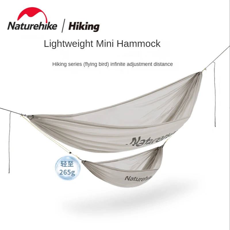 Naturehike-Mini Lightweight Nylon Hammock, Portable, Breathable, Tear-Resistant, Camping, Single