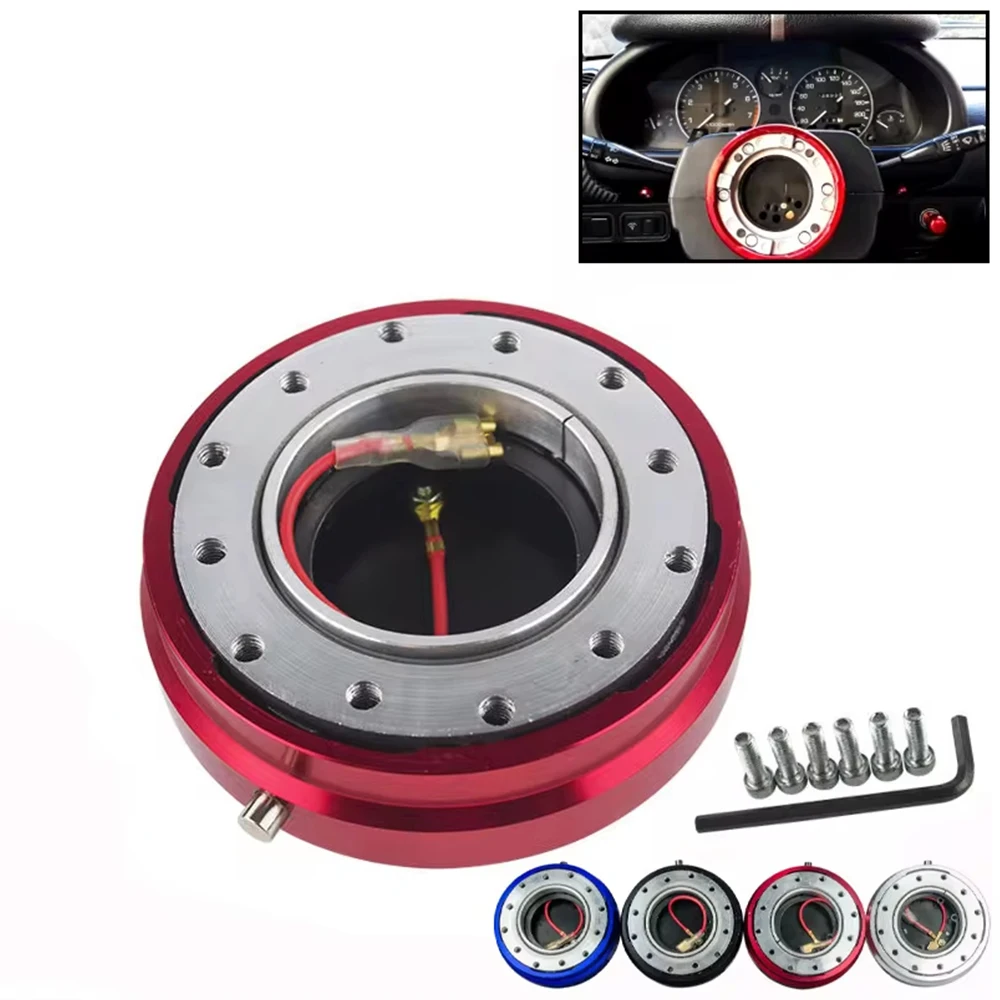 

4 Colors,Thin Version 6 Hole Steering Wheel Quick Release Hub Adapter Snap Off Boss kit LZ3858