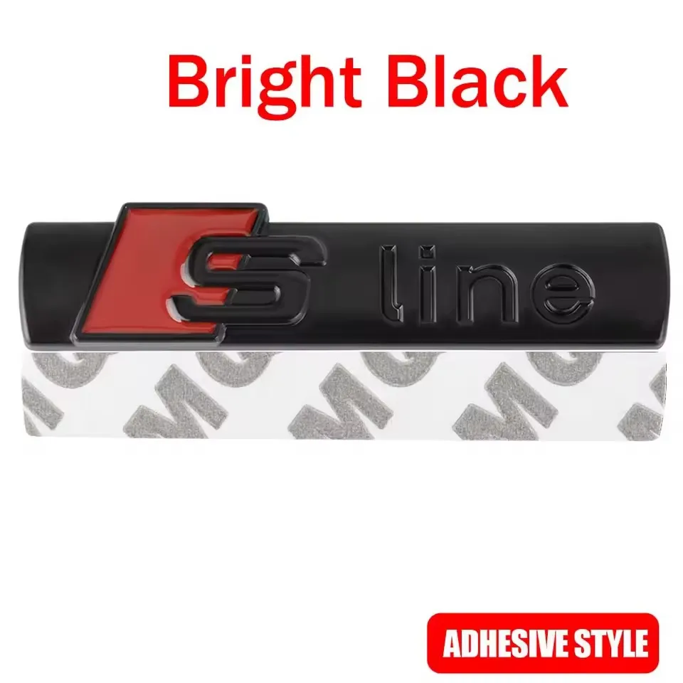 1 Stück 3D Logo Auto Frontgrill Abzeichen Aufkleber Metall S Line Emblem für Audi Sline RS A3 A4 A5 A6 A7 A8 S3 S4 Q2 Q3 Q5 RS3 RS5 RS6