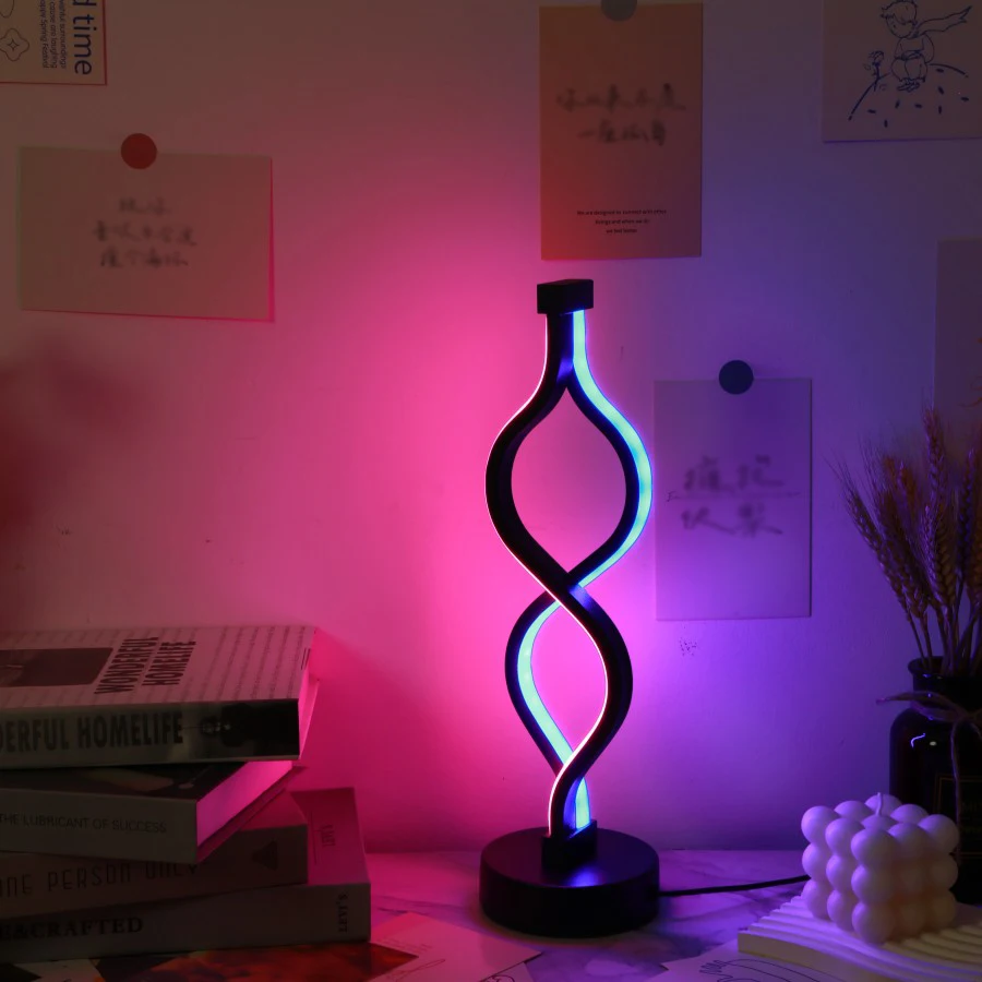 Imagem -04 - Creative Twist Shape Usb Desk Lamp Decoração Roxa 1pc