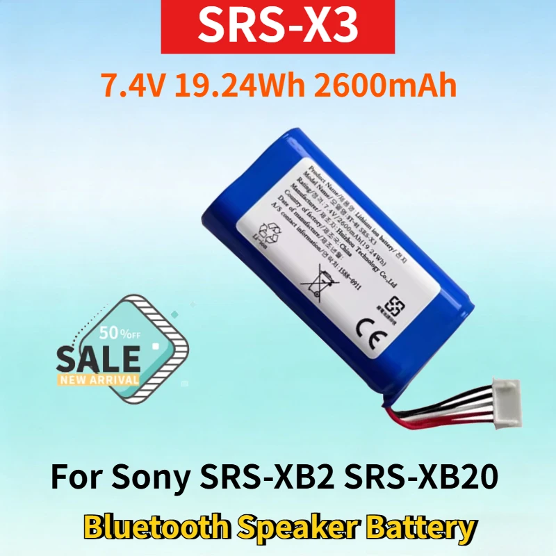 

SRS-X3 7.4V 19.24Wh 2600mAh Rechargeable Battery for Sony SRS-XB2 SRS-XB20 High Quality Lithium-ion Bluetooth Speaker Battery