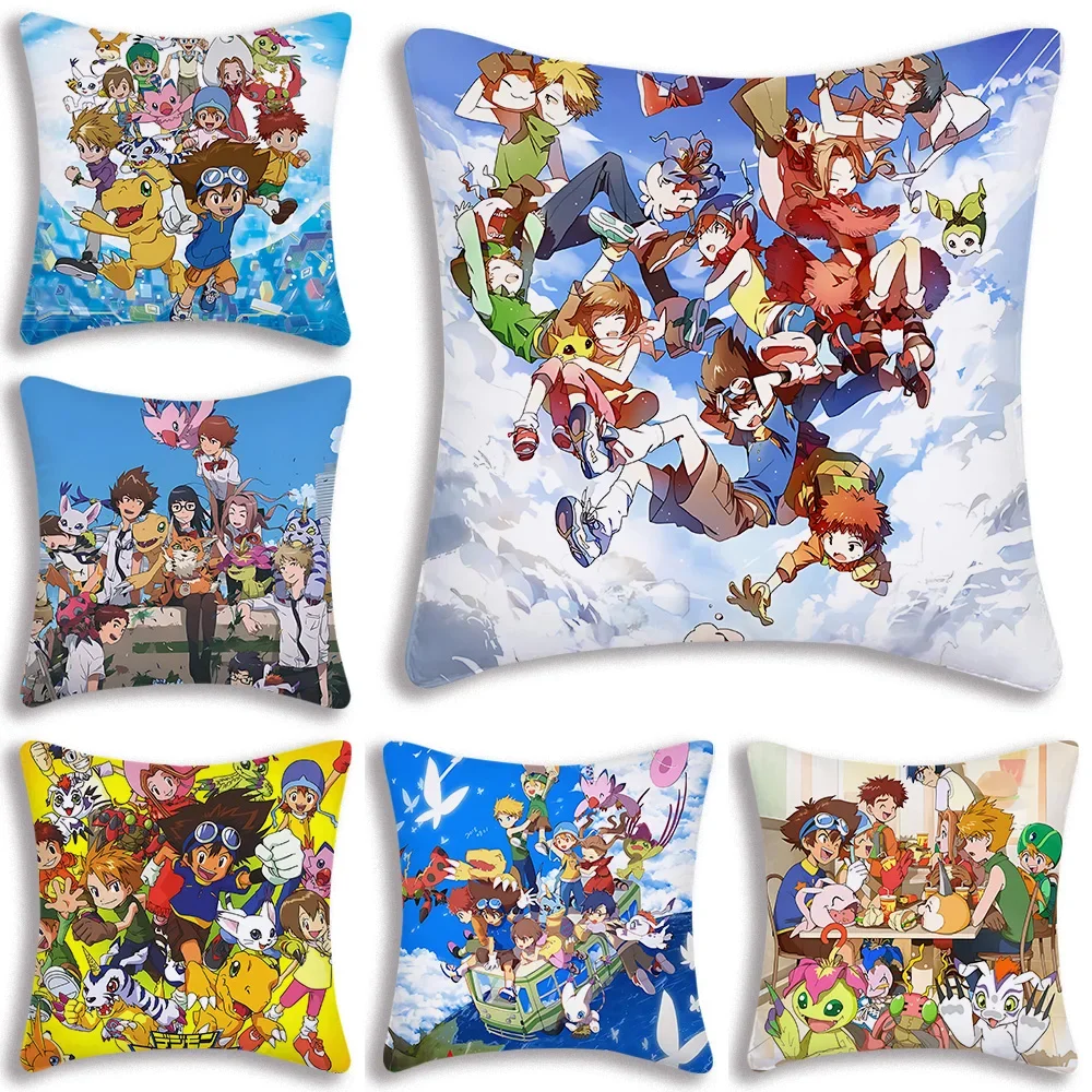 Pillow Covers Cute D-DigimonS Greymons Cartoon Sofa Decorative Home Double-sided Printing Short Plush Cute Cushion Cover